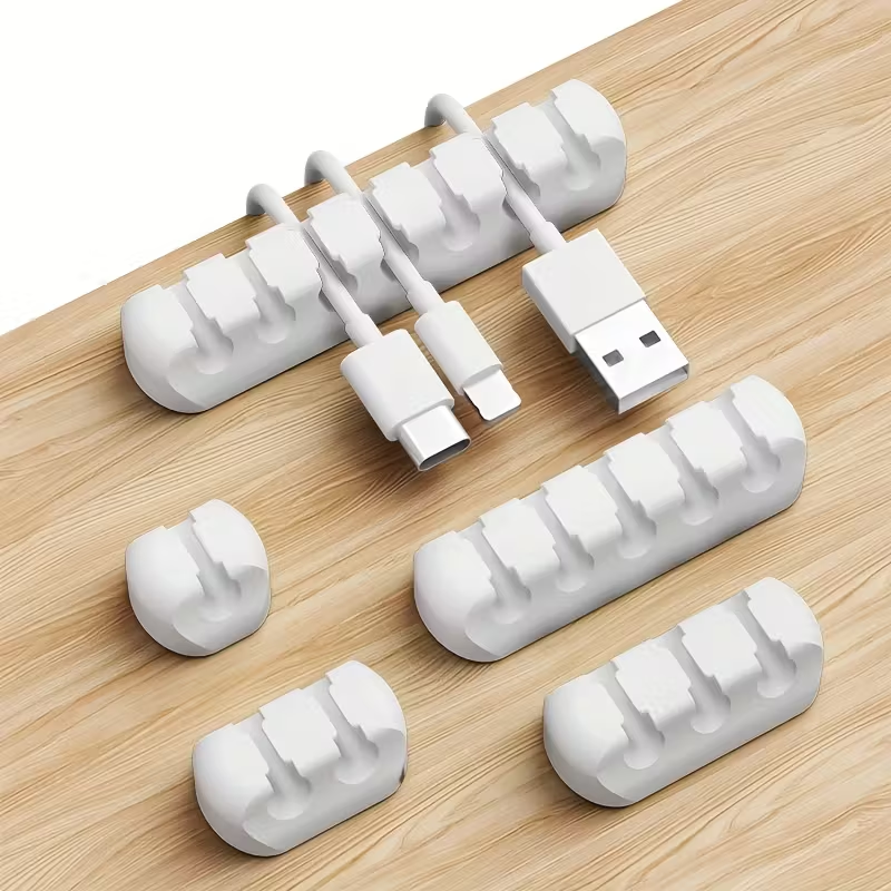 Self‑Adhesive Silicone 7‑Slot Cable Organizer