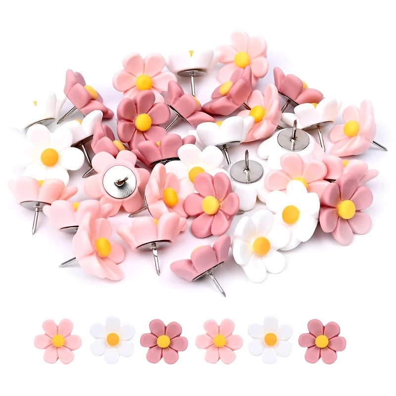 Pink Floral Push Pins