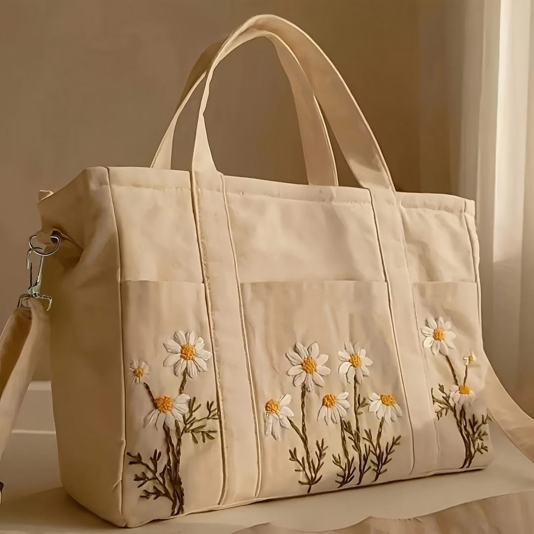 Large Floral Embroidered Bag