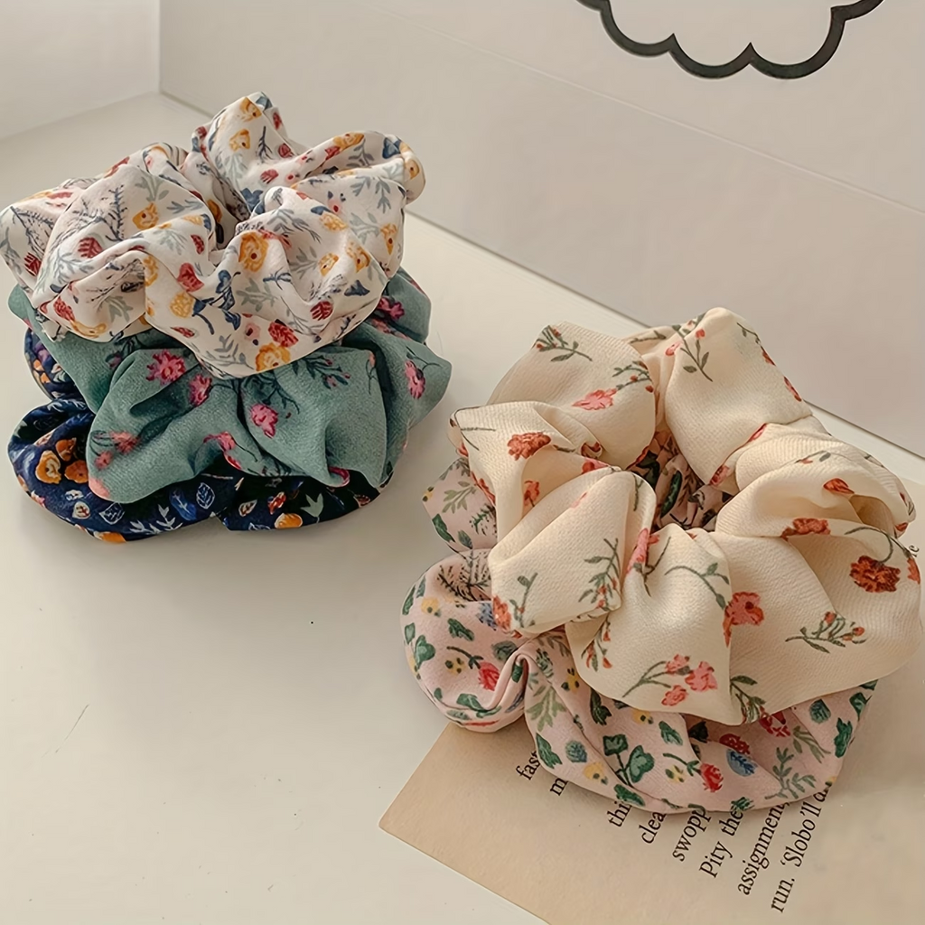 Bohemian Floral Print Hair Scrunchies