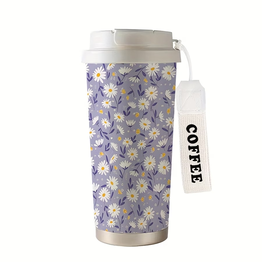 Blue Floral Insulated Coffee Cup