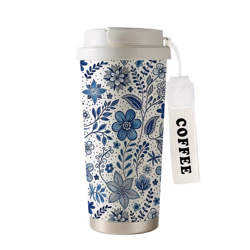 Blue Floral Insulated Drink Cup